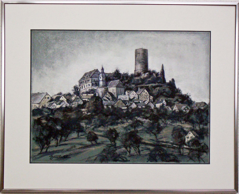 Burg Gleiberg mit Dorf 1960