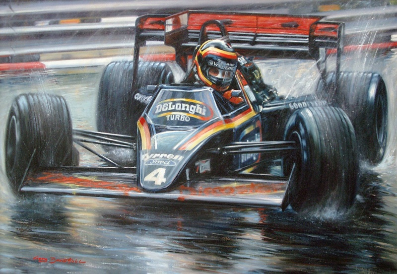 Stefan Bellof auf Tyrrell 012, Regenrennen F1 Grand Prix Monaco 1984